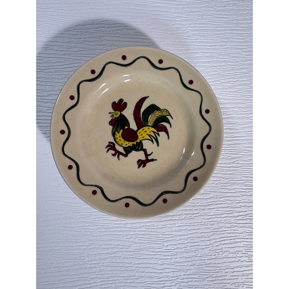 Vintage Metlox Poppytrail Red Rooster Bread Butter Plate Set of 6 CA Made S0051